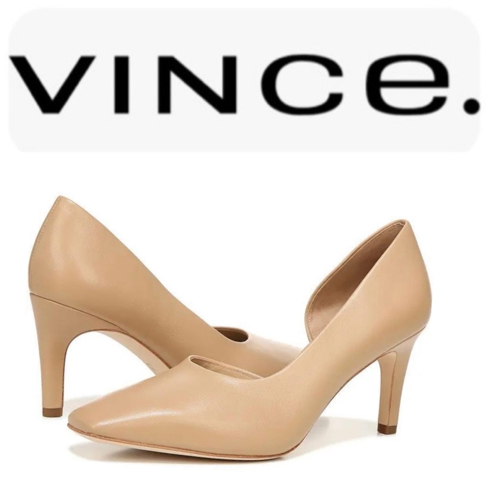 🪢 VINCE Tiana Point-Toe Leather Pumps in Cappuccino NWOB $350 38.5 8.5